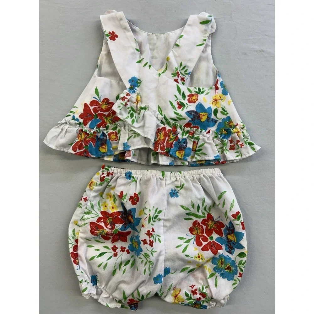 Vintage 90s Two Piece Baby Romper Set By Little Miracles Size 6-9 Months